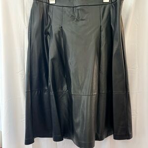 Eloquii Black Faux Leather A-Line Skirt